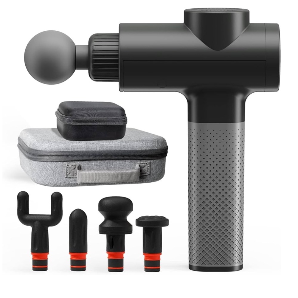 SHARPER IMAGE Powerboost Deep Tissue Massager Massage Gun with 5 Attachments